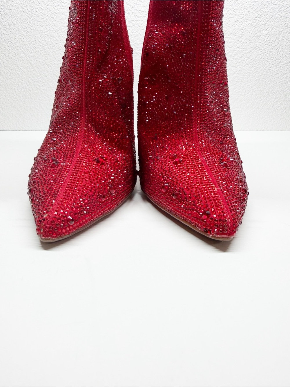 INC Red Rhinestone Bling Stiletto Ankle Boots - Picture 4 of 13